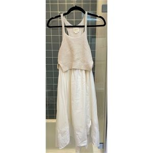 Maeve Sweater Top Dress with Linen Skirt Size Small